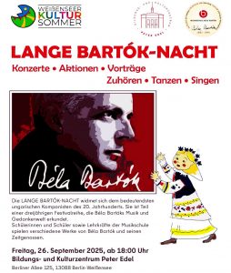 Lire la suite à propos de l’article « Lange Bartók Nacht » – Musikschule Béla Bartók @ Kulturzentrum Peter Edel