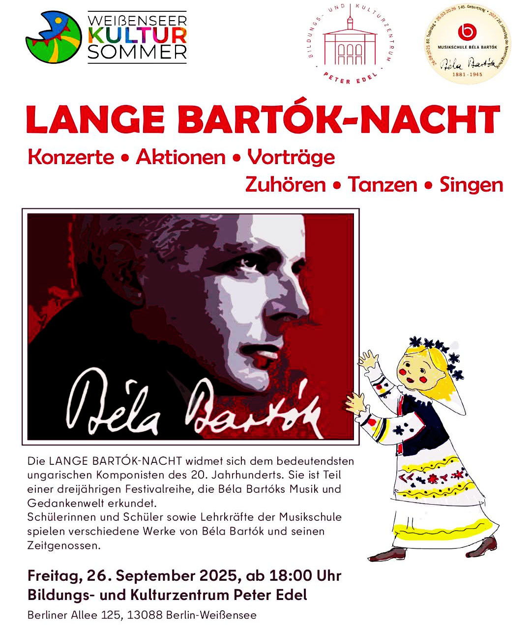 Al momento stai visualizzando “Lange Bartók Nacht” – Musikschule Béla Bartók @ Kulturzentrum Peter Edel